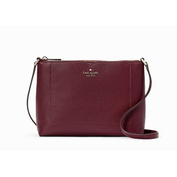 New Kate Spade Harlow Pebble Leather Crossbody Deep Berry - Picture 1 of 5